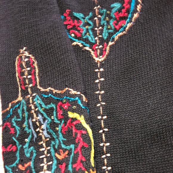 Coldwater Creek Black Cardigan with Colorful Embroidery - Picture 3 of 9